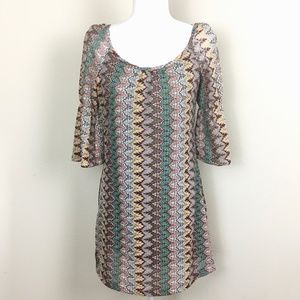 ISLE APPAREL Bell Sleeve Embroidered Sheath Dress